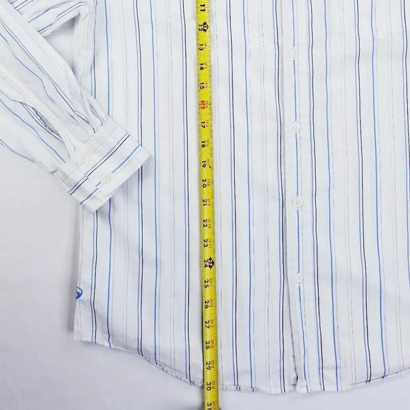 Kirra Men's Embroidered Logo White Blue Striped L - Picture 4 of 9